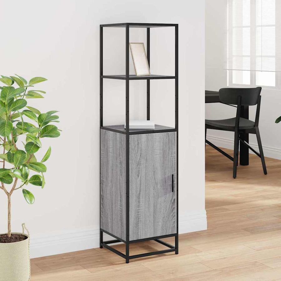 Hoge kast 35,5x35x139 cm bewerkt hout en metaal grijs sonoma