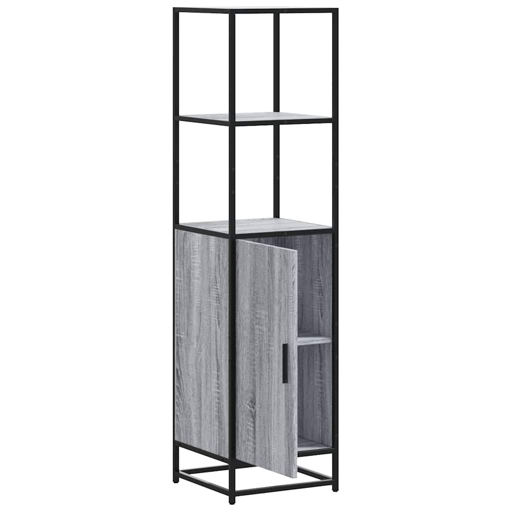 Hoge kast 35,5x35x139 cm bewerkt hout en metaal grijs sonoma