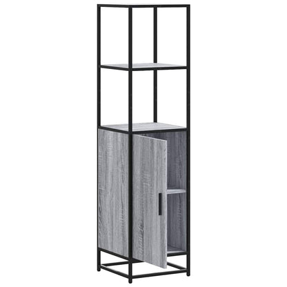 Hoge kast 35,5x35x139 cm bewerkt hout en metaal grijs sonoma