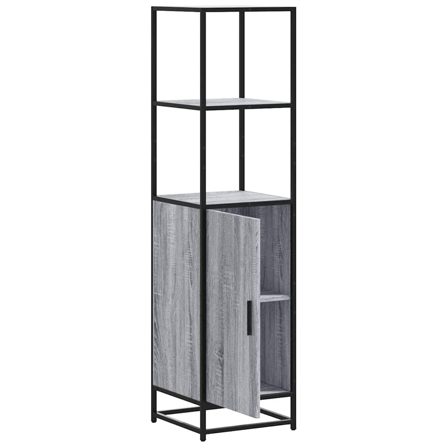 Hoge kast 35,5x35x139 cm bewerkt hout en metaal grijs sonoma
