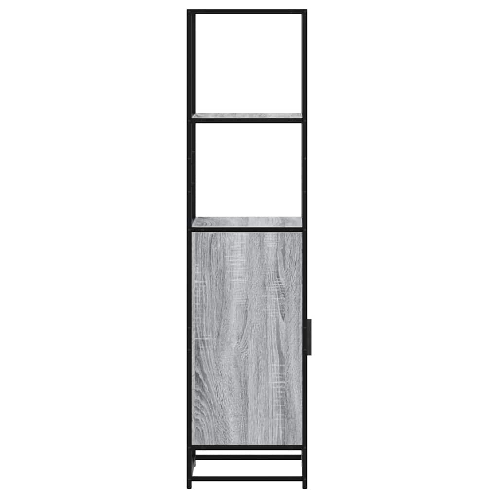 Hoge kast 35,5x35x139 cm bewerkt hout en metaal grijs sonoma