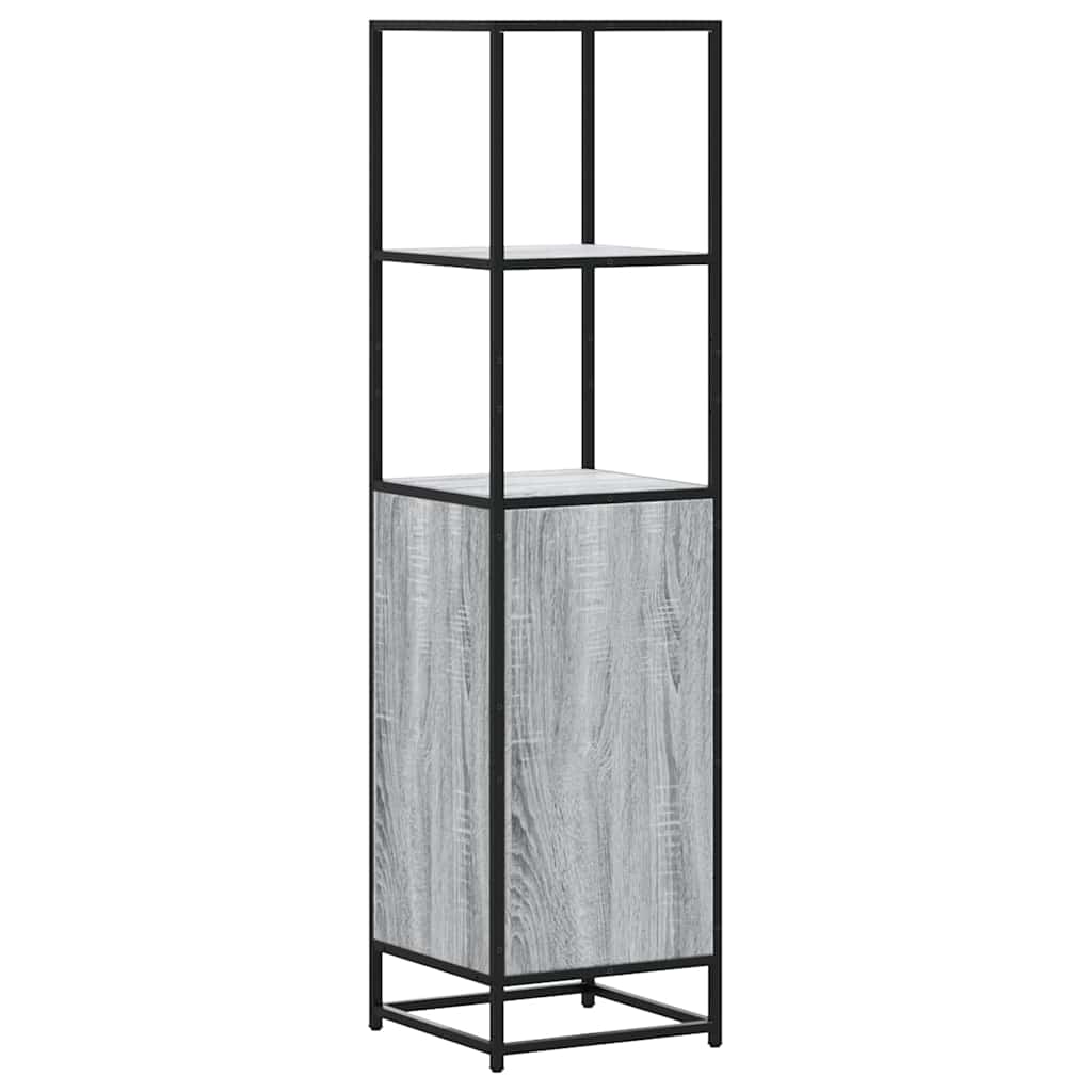 Hoge kast 35,5x35x139 cm bewerkt hout en metaal grijs sonoma