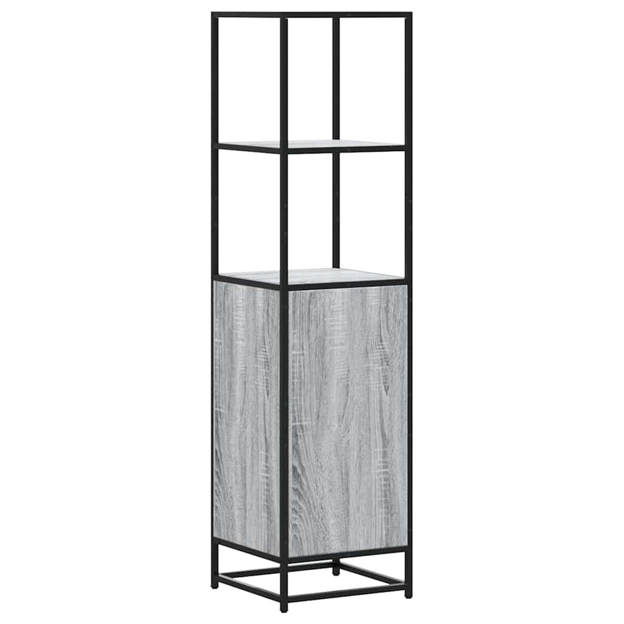 Hoge kast 35,5x35x139 cm bewerkt hout en metaal grijs sonoma