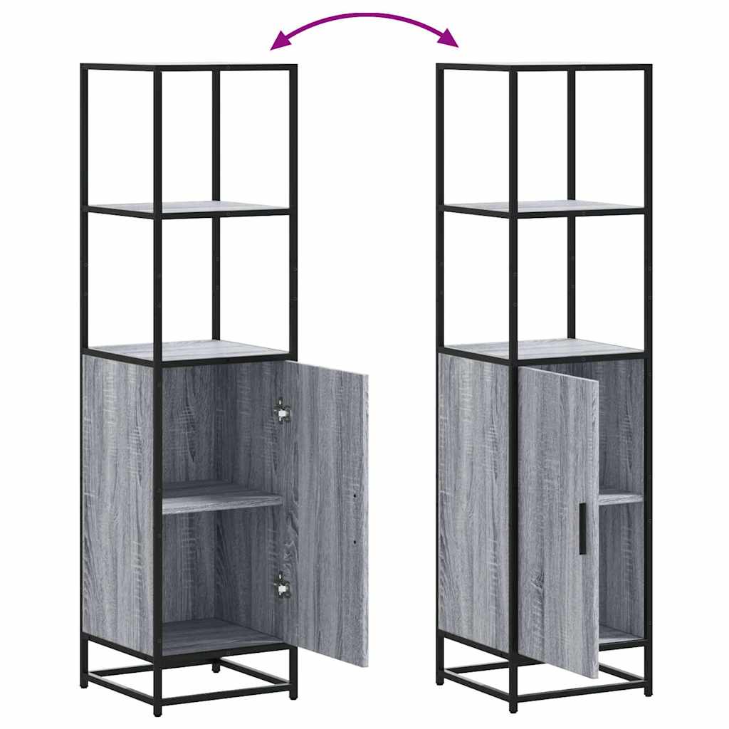 Hoge kast 35,5x35x139 cm bewerkt hout en metaal grijs sonoma