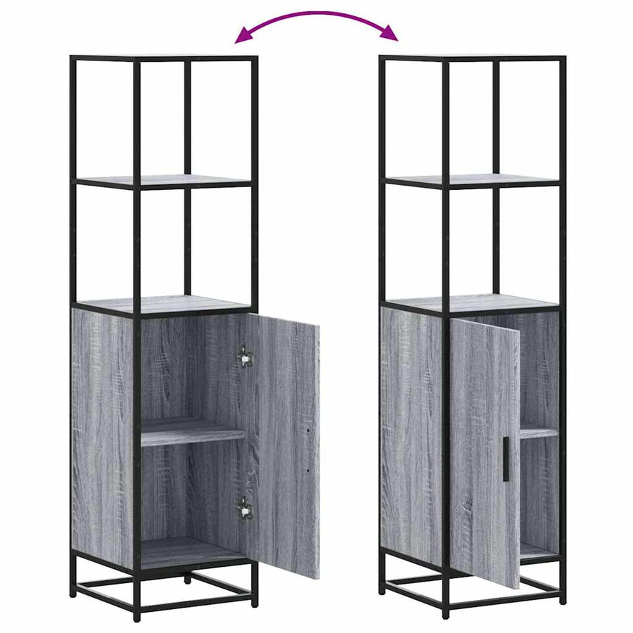 Hoge kast 35,5x35x139 cm bewerkt hout en metaal grijs sonoma