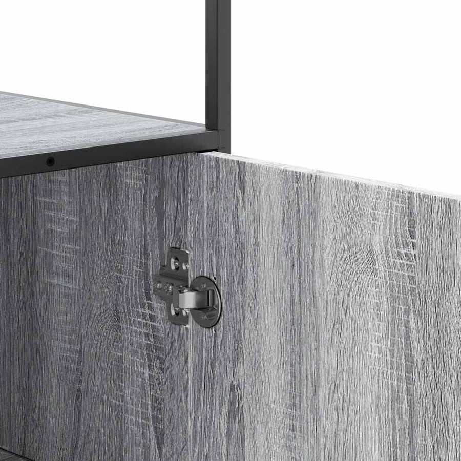 Hoge kast 35,5x35x139 cm bewerkt hout en metaal grijs sonoma