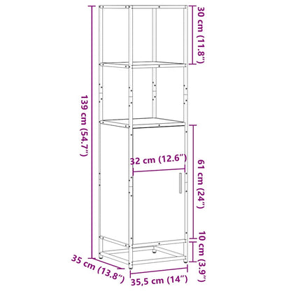 Hoge kast 35,5x35x139 cm bewerkt hout en metaal grijs sonoma