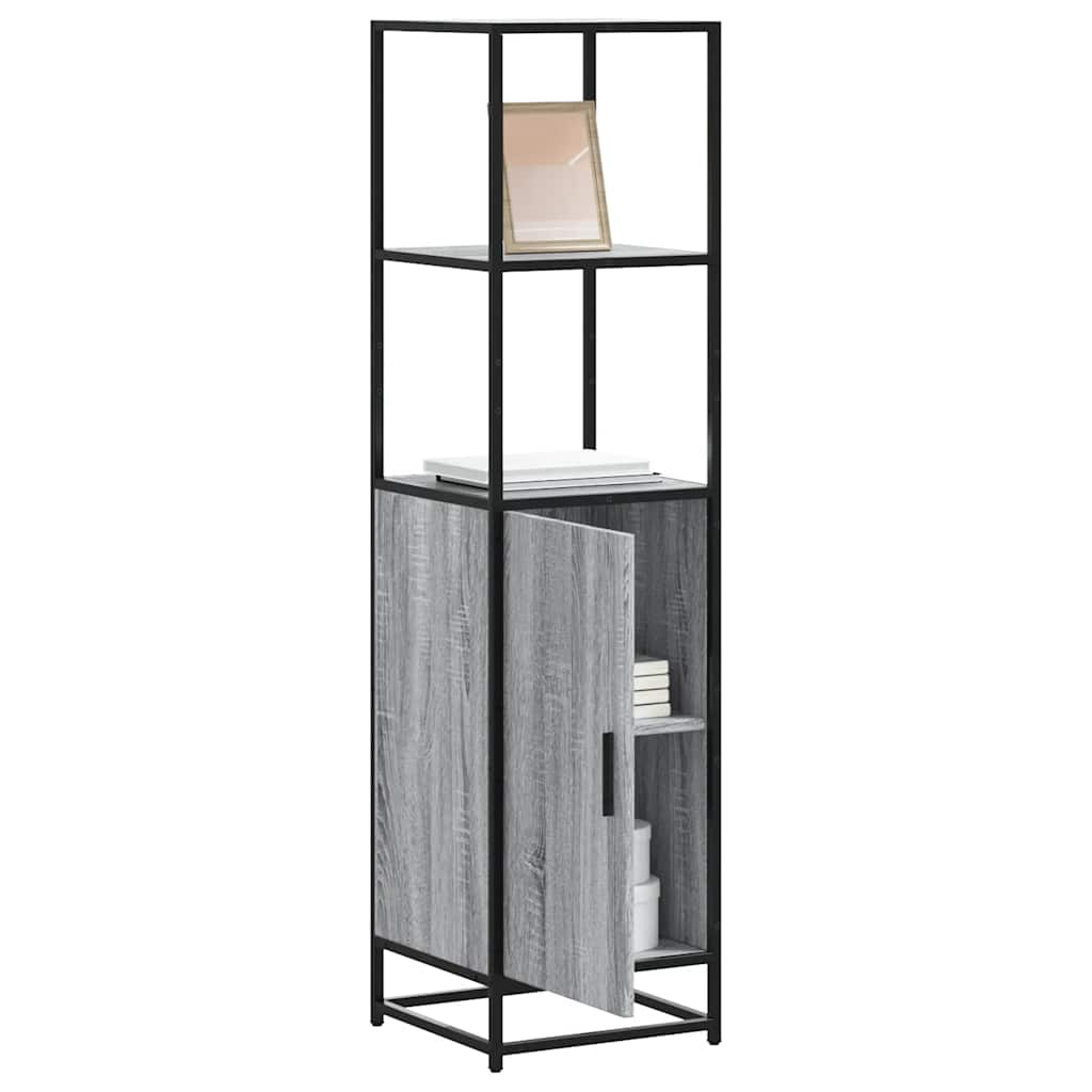 Hoge kast 35,5x35x139 cm bewerkt hout en metaal grijs sonoma