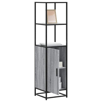 Hoge kast 35,5x35x139 cm bewerkt hout en metaal grijs sonoma