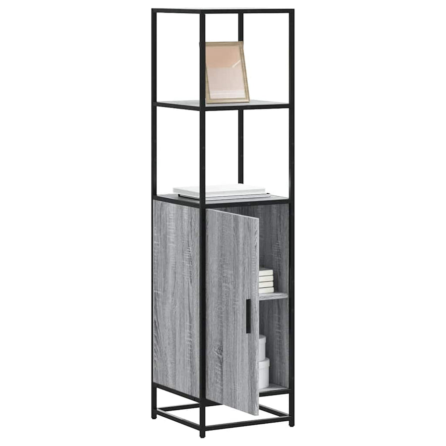 Hoge kast 35,5x35x139 cm bewerkt hout en metaal grijs sonoma
