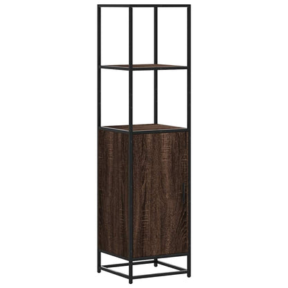 Hoge kast 35,5x35x139 cm bewerkt hout en metaal bruin eiken
