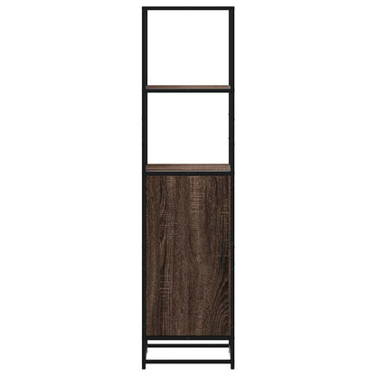 Hoge kast 35,5x35x139 cm bewerkt hout en metaal bruin eiken