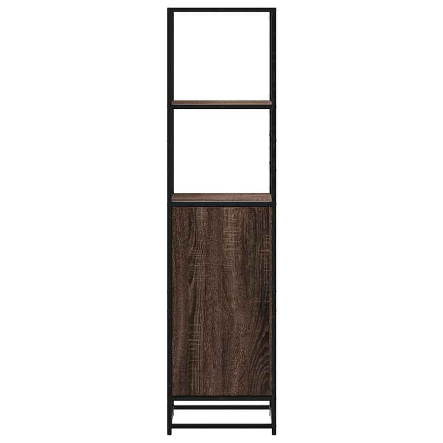 Hoge kast 35,5x35x139 cm bewerkt hout en metaal bruin eiken