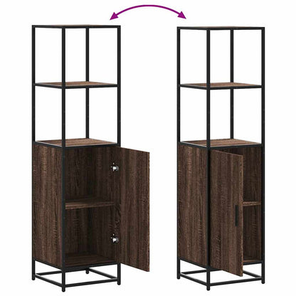 Hoge kast 35,5x35x139 cm bewerkt hout en metaal bruin eiken
