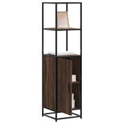 Hoge kast 35,5x35x139 cm bewerkt hout metaal bruin eiken