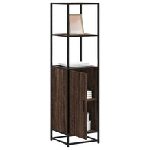 Hoge kast 35,5x35x139 cm bewerkt hout en metaal bruin eiken