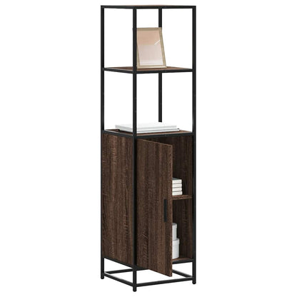 Hoge kast 35,5x35x139 cm bewerkt hout en metaal bruin eiken