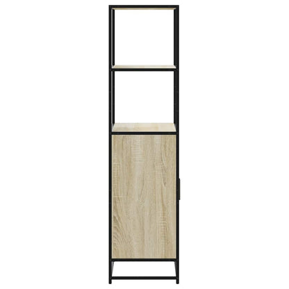 Hoge kast 68x35x139 cm bewerkt hout en metaal zwart