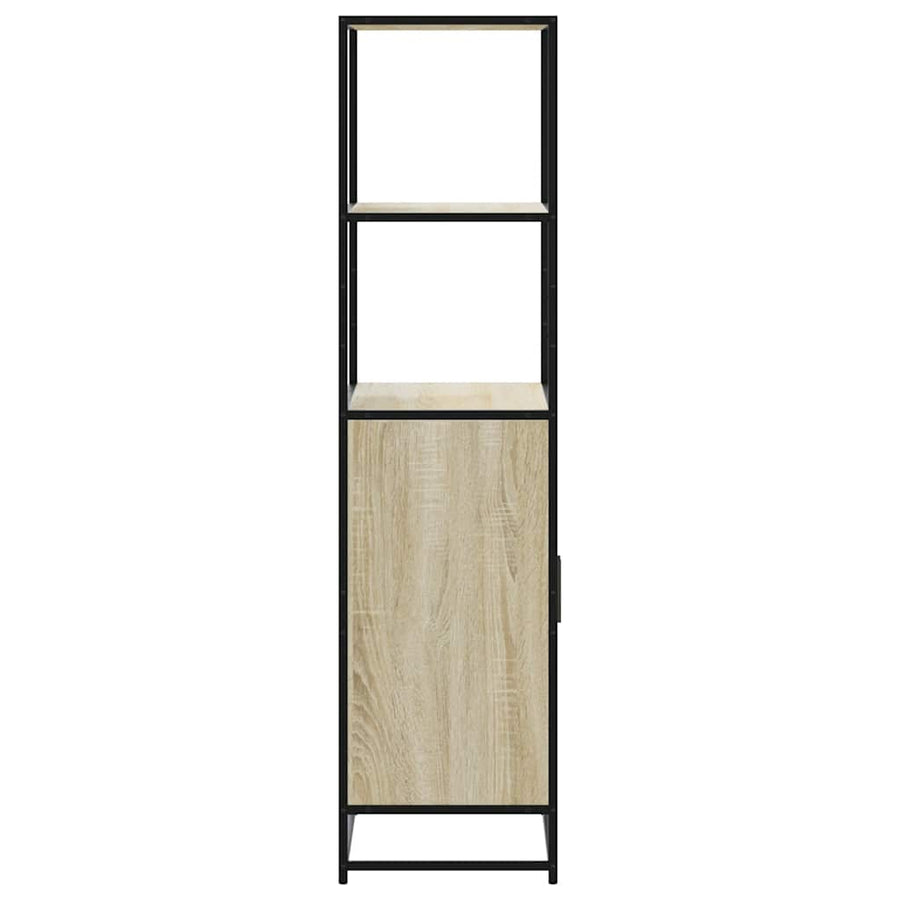 Hoge kast 68x35x139 cm bewerkt hout en metaal zwart