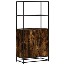 Hoge kast 68x35x139cm bewerkt hout en metaal gerookt eikenkleur