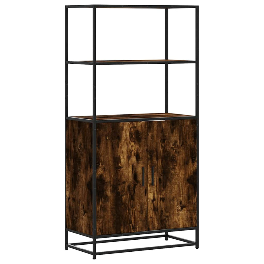 Hoge kast 68x35x139cm bewerkt hout en metaal gerookt eikenkleur