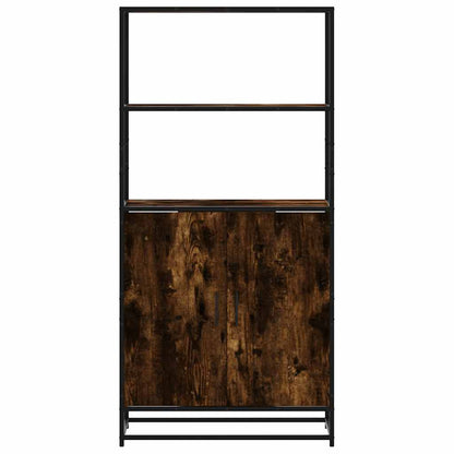 Hoge kast 68x35x139cm bewerkt hout en metaal gerookt eikenkleur
