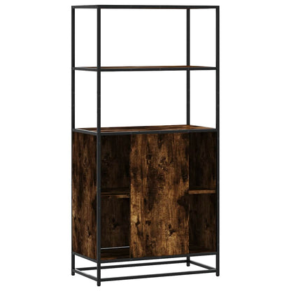 Hoge kast 68x35x139cm bewerkt hout en metaal gerookt eikenkleur