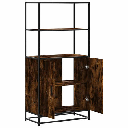Hoge kast 68x35x139cm bewerkt hout en metaal gerookt eikenkleur
