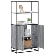 Hoge kast 68x35x139 cm bewerkt hout metaal grijs