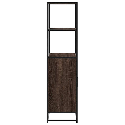 Hoge kast 68x35x139 cm bewerkt hout en metaal bruin eikenkleur