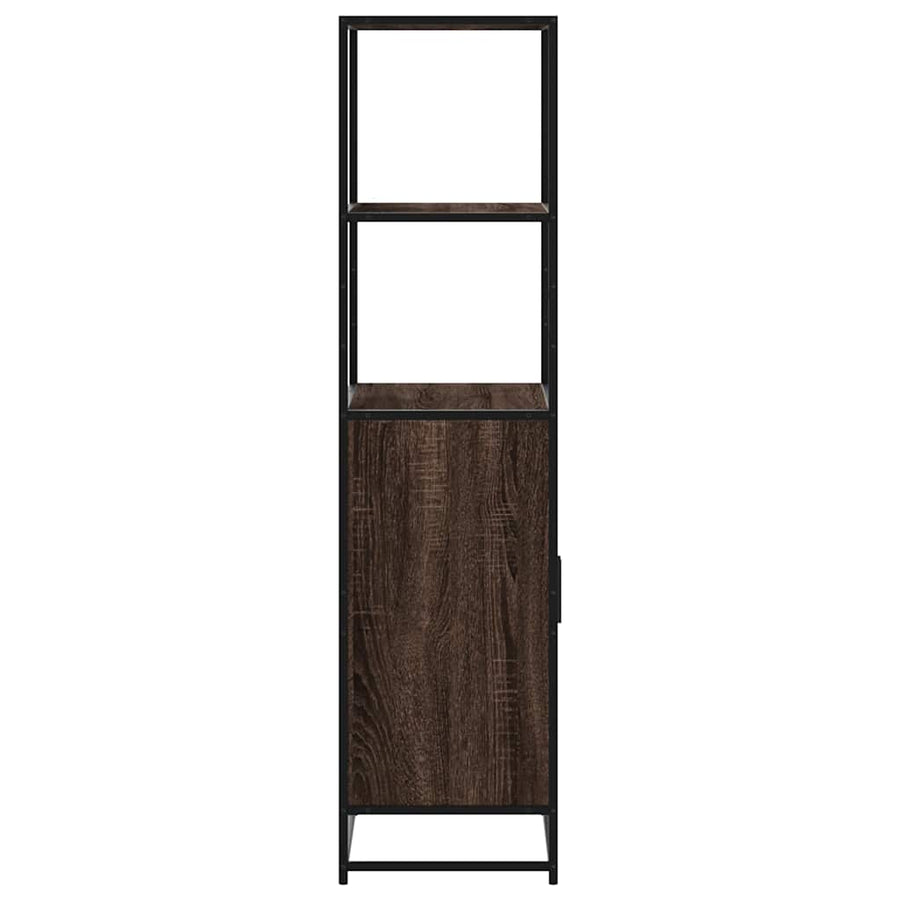 Hoge kast 68x35x139 cm bewerkt hout en metaal bruin eikenkleur