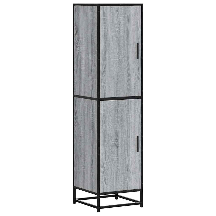 Hoge kast 35,5x35x139 cm bewerkt hout en metaal grijs sonoma