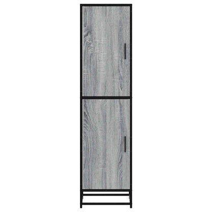 Hoge kast 35,5x35x139 cm bewerkt hout en metaal grijs sonoma