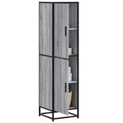Hoge kast 35,5x35x139 cm bewerkt hout metaal grijs sonoma