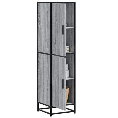 Hoge kast 35,5x35x139 cm bewerkt hout en metaal grijs sonoma