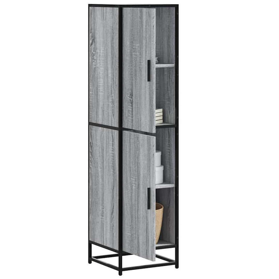 Hoge kast 35,5x35x139 cm bewerkt hout en metaal grijs sonoma