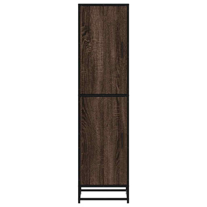 Hoge kast 35,5x35x139 cm bewerkt hout en metaal bruin eiken