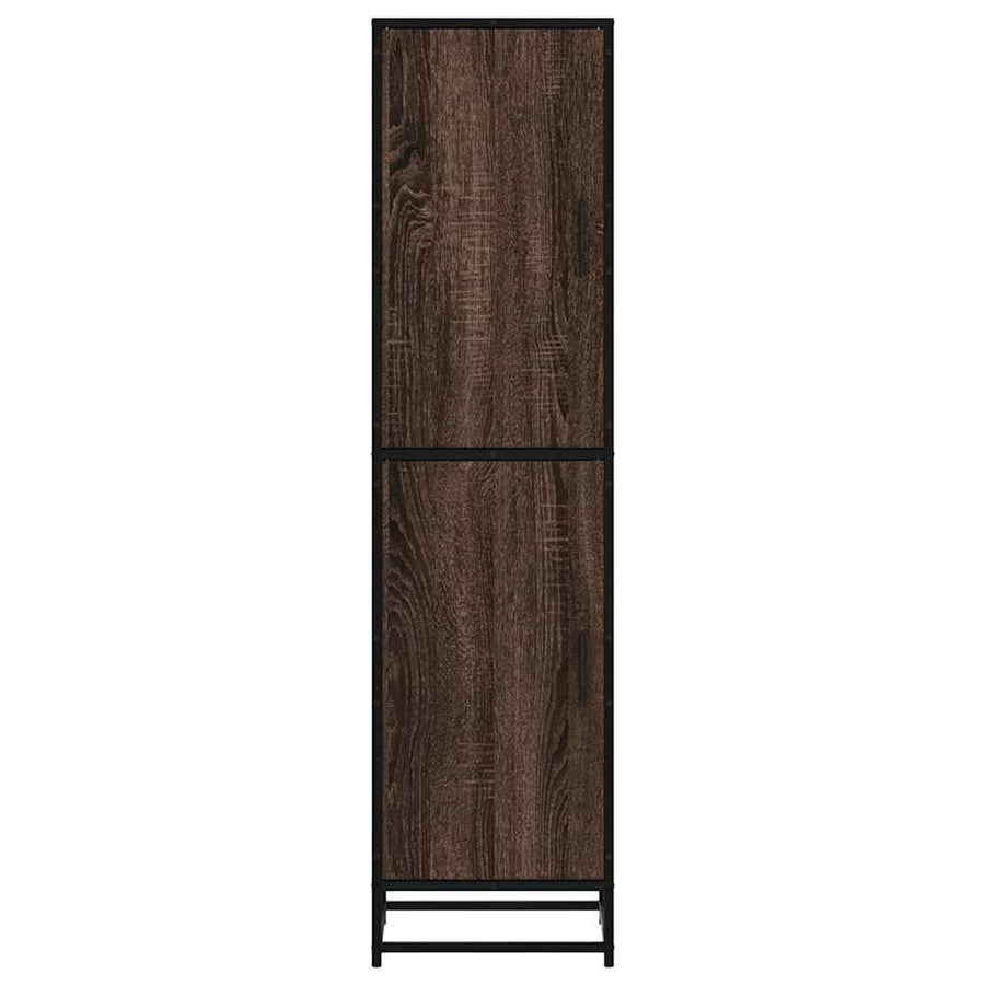 Hoge kast 35,5x35x139 cm bewerkt hout en metaal bruin eiken