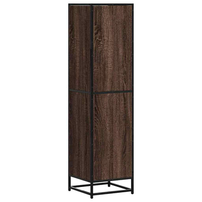 Hoge kast 35,5x35x139 cm bewerkt hout en metaal bruin eiken