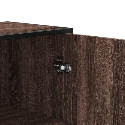 Hoge kast 35,5x35x139 cm bewerkt hout en metaal bruin eiken