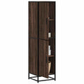 Hoge kast 35,5x35x139 cm bewerkt hout en metaal bruin eiken