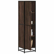 Hoge kast 35,5x35x139 cm bewerkt hout metaal bruin eiken