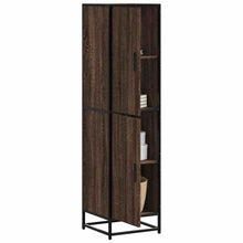 Hoge kast 35,5x35x139 cm bewerkt hout en metaal bruin eiken