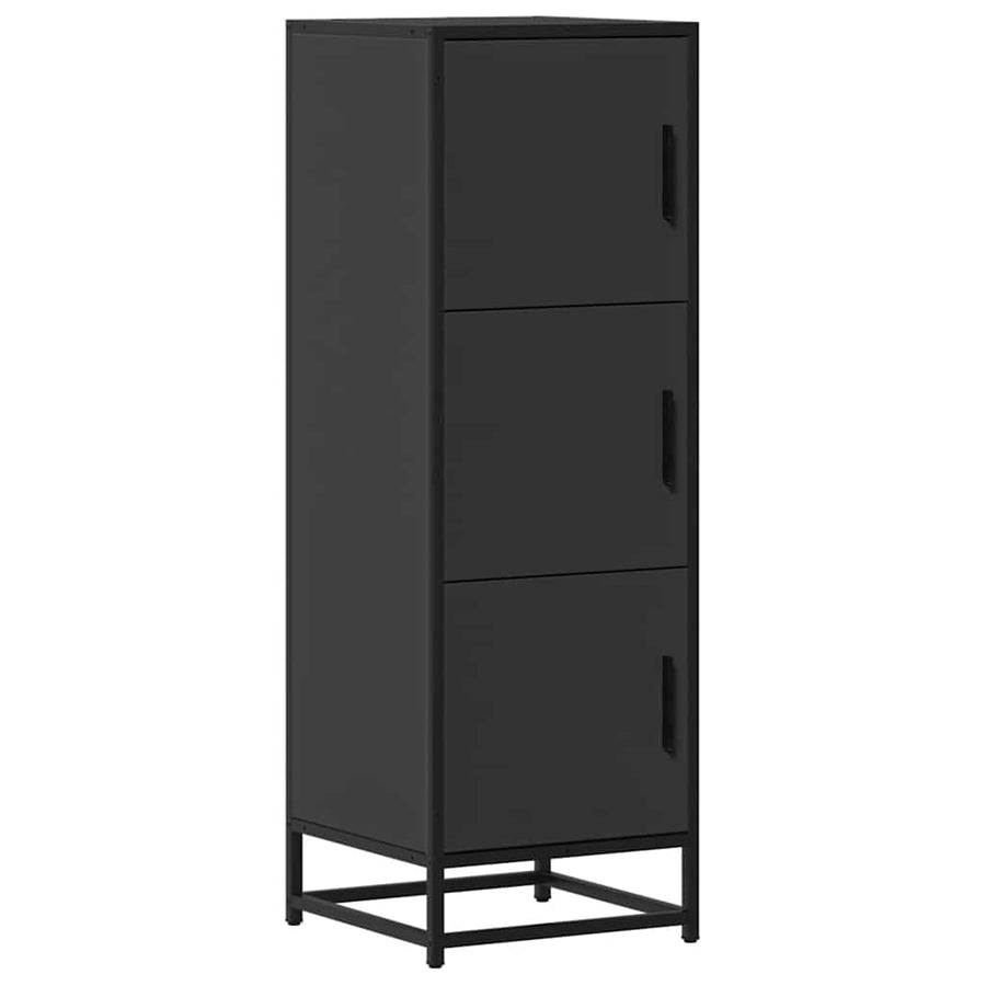 Hoge kast 35,5x35x106,5 cm bewerkt hout en metaal zwart