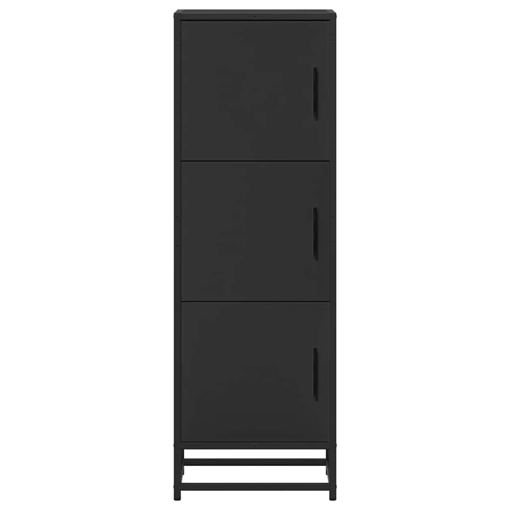 Hoge kast 35,5x35x106,5 cm bewerkt hout en metaal zwart