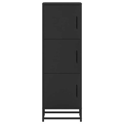 Hoge kast 35,5x35x106,5 cm bewerkt hout en metaal zwart
