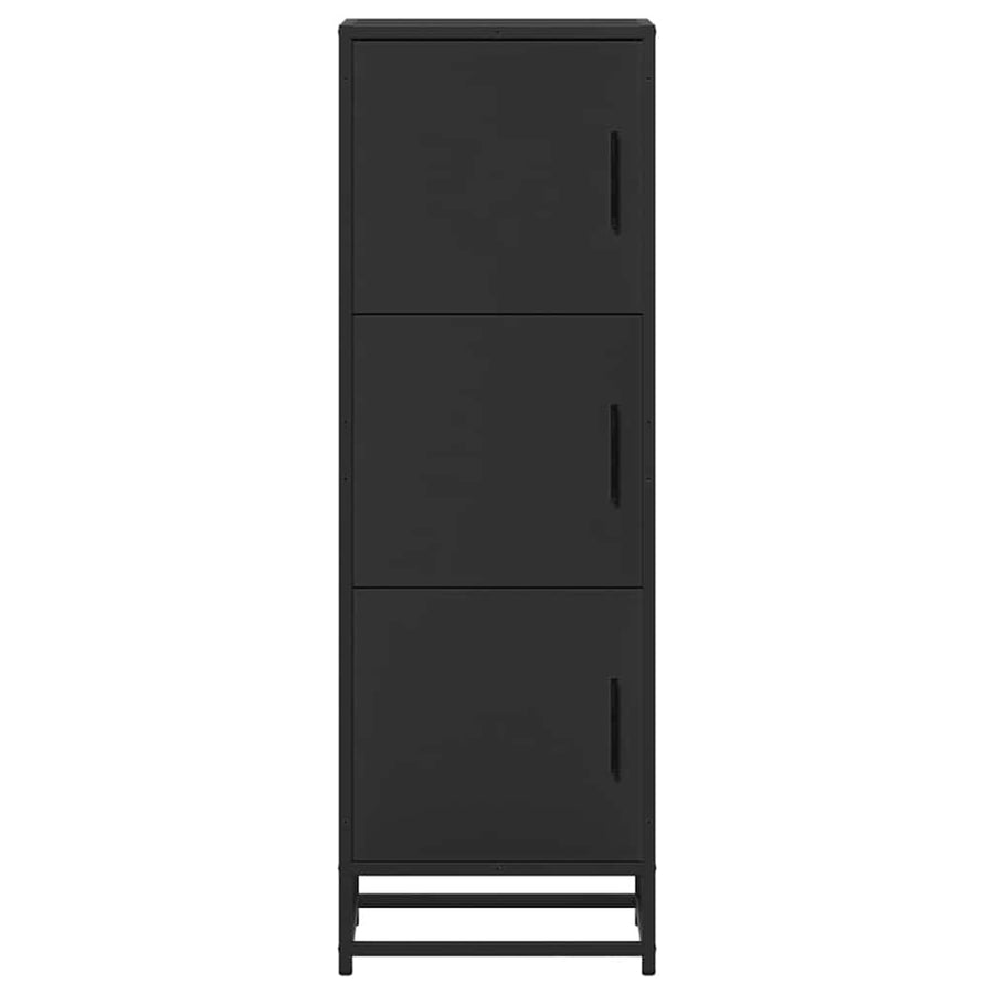 Hoge kast 35,5x35x106,5 cm bewerkt hout en metaal zwart