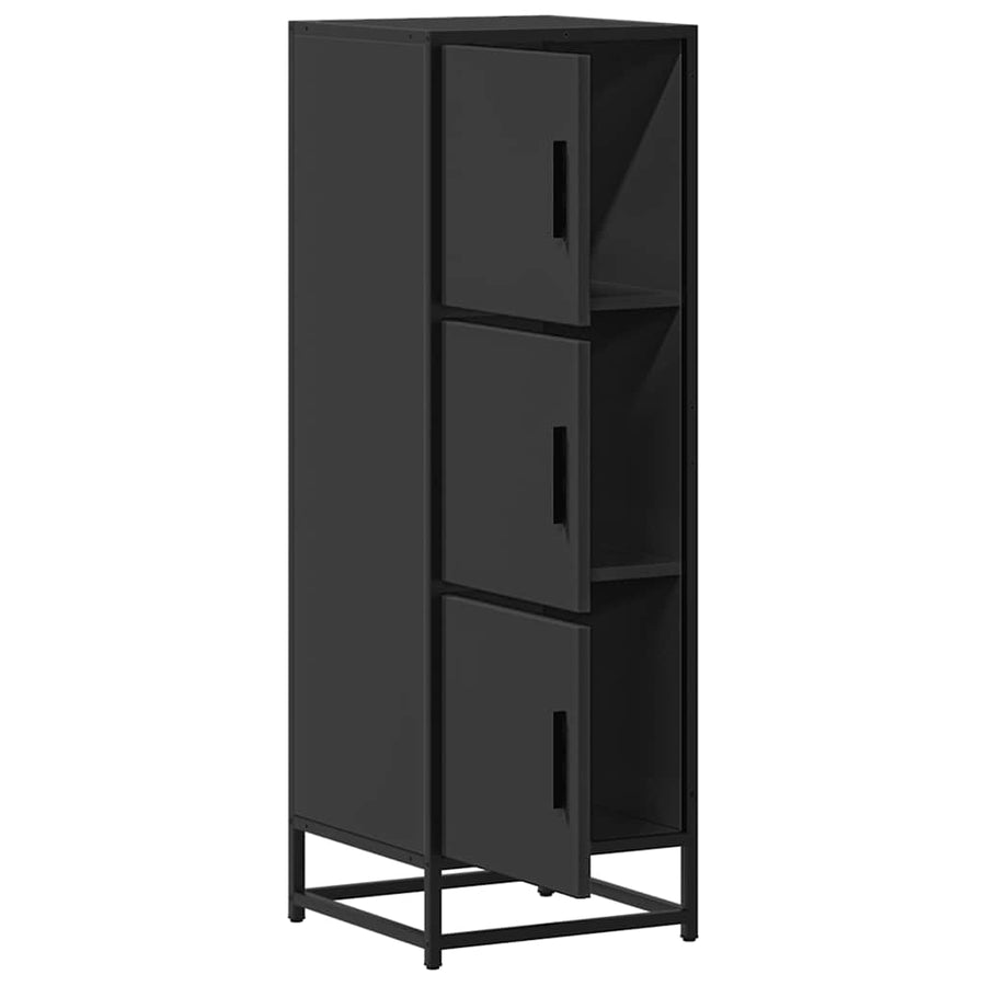Hoge kast 35,5x35x106,5 cm bewerkt hout en metaal zwart