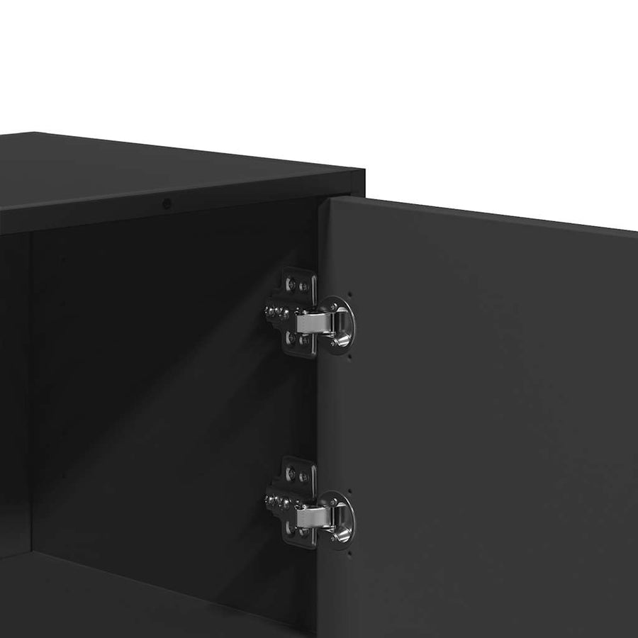 Hoge kast 35,5x35x106,5 cm bewerkt hout en metaal zwart