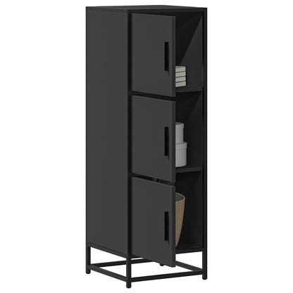 Hoge kast 35,5x35x106,5 cm bewerkt hout en metaal zwart